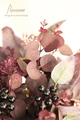 Floroom Artificial Greenery Stems Box Set, 36pcs with 5 Kinds of Faux Greenery Flowers Picks for DIY Bridal Bouquets Wedding Floral Arrangement Table Centerpieces, Burgundy & Mauve - color: Burgundy & Mauve