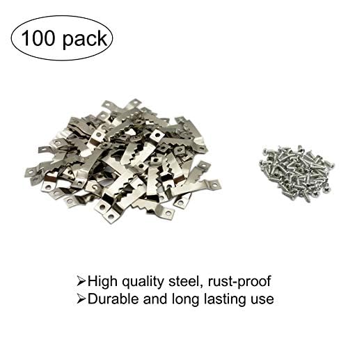 100 Pack Small Sawtooth Picture Hangers Steel Picture Hangers Picture Frames Hangers with Screws Picture Hang Solutions, for Hanging Clock Paintings Artwork Picture Frame Hook Photos (Silver) - color: Small Silver - 100 Pack