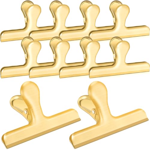 Bag Clips, 10 Pack Stainless Steel Chip Clips for Food, 120 mm Extra Large Food Clip Heavy Duty Snack Clamp Clip for Office Kitchen Home, Gold - color: Gold, size: Extra Large-10p