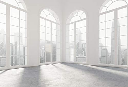 Yeele 10x8ft Empty Business Office Sash Window Backdrop French Window Sunshine Photography Background Empty Casement Work Modern City Building Skyscraper Cityscape Photo Studio Props