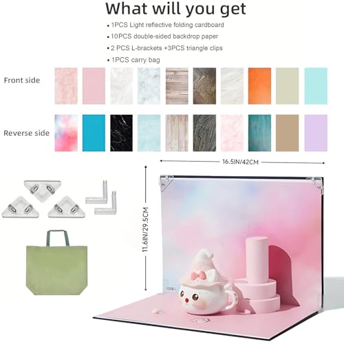 Product Photography Backdrops Photo Backdrop-10PCS /20 Patterns 16.5x11.7In Small Flat Lay Seamless Paper Background Props Tabletop Photo Shoot for Food Jewelry Cosmetics