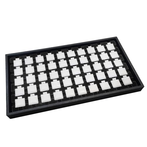 Ikee Design 2 Pcs Set Black Earring Display Tray with 50 Earring Cards Organizer, Jewelry Tray Display for Stud Earring Collection, 100pcs Earring Puffy Cards, 14 3/4W x 8 1/4D x 1H in, White, Black - color: Small Earring Card