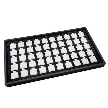 Ikee Design 2 Pcs Set Black Earring Display Tray with 50 Earring Cards Organizer, Jewelry Tray Display for Stud Earring Collection, 100pcs Earring Puffy Cards, 14 3/4W x 8 1/4D x 1H in, White, Black - color: Small Earring Card