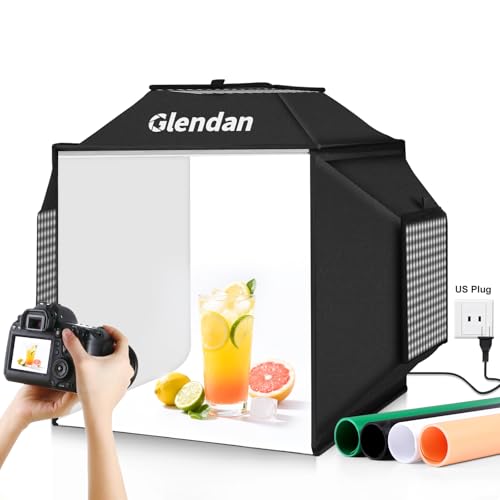 Glendan Light Box for Photography: 16"x16" Portable Photo Studio Soft Box with 480 LED Light - Photo Booth Box with 4 Color Backdrops for Jewelry Product Photography - size: Upgrade 16*16 Inch