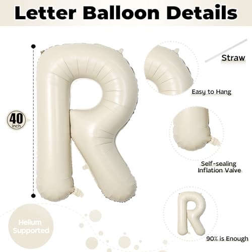 40 Inch Beige MR & MRS Balloons for Wedding Decor, Large Cream Mr and Mrs Foil Balloon Letter, Ivory White Sand Mr to Mrs Banner Sign for Bride Groom Engagement Couple Sweetheart Party Decorations - color: Cream - Mr & Mrs