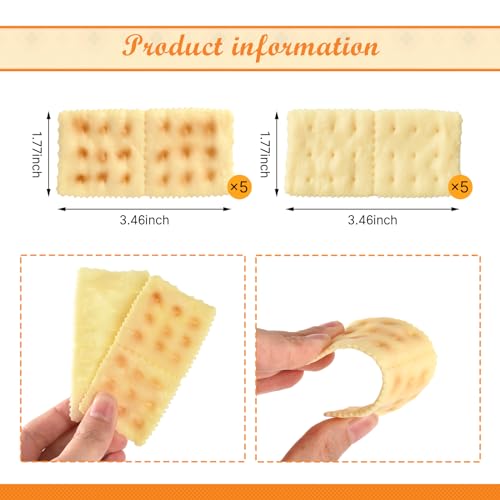 10 Pcs Fake Cookies, 1:1 Scale Artificial Soda Cracker Models Baked Biscuits Simulation Realistic Crackers Dessert for Home Kitchen Shop Display Photography Props