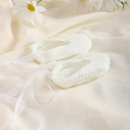 Holibeat Baby Girl 4PCS Photography Props (Romper+Pillow+Hat+Shoes) Newborn Girl Christmas Lace Photoshoot Outfits Infant Posing Props (white) - color: White1