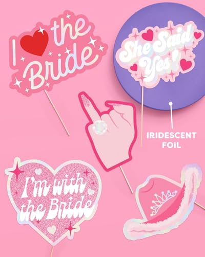 xo, Fetti Bachelorette Photo Booth Props - 24 Pieces, pre-Assembled - Rose Gold Future Mrs Party Decorations, Bride to Be, Bridal Shower