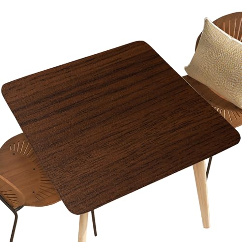 Elastic Square Fitted Tablecloth Dark Wood Texture Full Frame Elastic Table Topper Suit for 32"x32" Square Table Style07 - color: Wooden Texture 07, size: Fitted for 32"x32" Square Table
