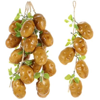VALICLUD 4Pcs Artificial Potato Strings Lifelike Fake Potatoes Decoration for Farmhouse Kitchen Hanging Garland Photo Props 17.71X3.54X2.55 Inch