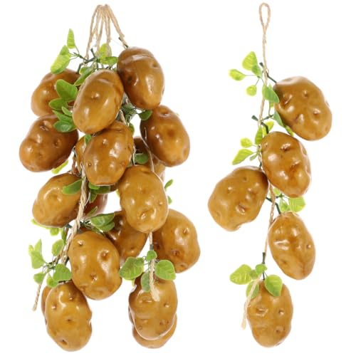 VALICLUD 4Pcs Artificial Potato Strings Lifelike Fake Potatoes Decoration for Farmhouse Kitchen Hanging Garland Photo Props 17.71X3.54X2.55 Inch