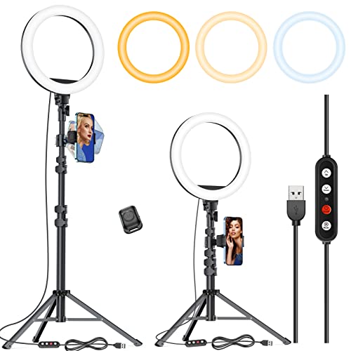 Kaiess 10.2" Selfie Ring Light with 65" Adjustable Tripod Stand & Phone Holder for Live Stream/Makeup, Upgraded Dimmable LED Ringlight for Tiktok/YouTube/Zoom Meeting/Photography - color: 10.2