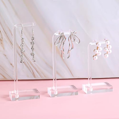 Xthrotsenk 3Pcs Acrylic Earring Holder Clear Jewelry Stand Earring Display Jewelry Holder Acrylic Jewelry Organizer Display Stand for Earring