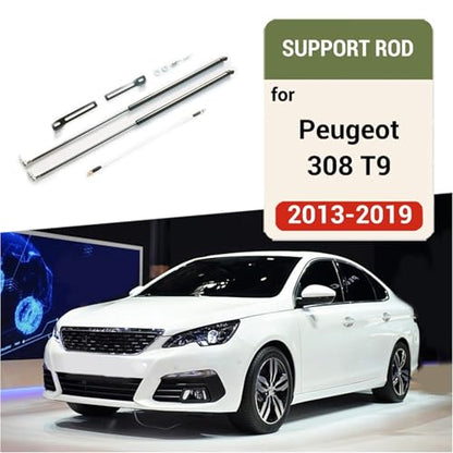 2016-2020 Compatible with Peugeot 308 T9 Car Bonnet Hood Support Hydraulic Rod Strut Bars Lift Spring Shock Bracket Styling(Piano black) - color: Piano black