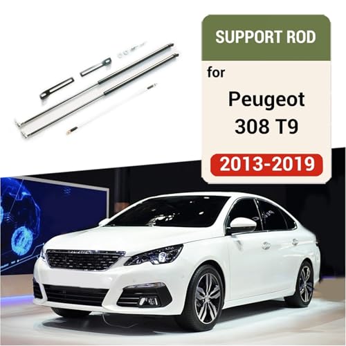 2016-2020 Compatible with Peugeot 308 T9 Car Bonnet Hood Support Hydraulic Rod Strut Bars Lift Spring Shock Bracket Styling(Carbon green) - color: Carbon green