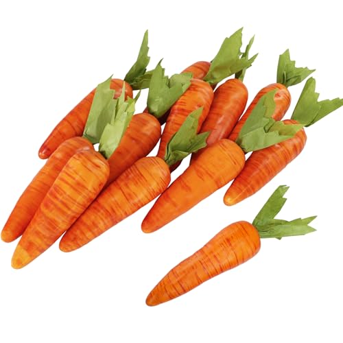 Winlyn 12 Pcs Artificial Mini Carrots Decorative Orange Foam Carrots Lifelike Simulation Artificial Vegetables 5.1" for Home Kitchen Decor DIY Craft Spring Easter Basket Bowl Filler Wreath Photo Props - size: Small
