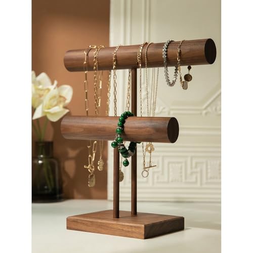 Jewelry Holder Light Luxury Walnut Necklace Rack Double Watch Stand Vintage Shopping Mall Counter Jewelry Display Props Bracelet Stand Jewelry Display
