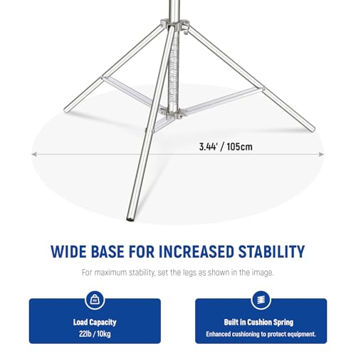 NEEWER 2Pcs 9.2ft Stainless Steel Light Stands, Spring Cushioned Heavy Duty Photography Tripod Stand with 1/4"-3/8" Adapter for Strobe Video Ring Light Monolight Softbox, 22lb Max Load, ST-280SS - style: 280cm/2-Pack