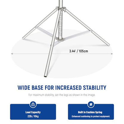 NEEWER 2Pcs 9.2ft Stainless Steel Light Stands, Spring Cushioned Heavy Duty Photography Tripod Stand with 1/4"-3/8" Adapter for Strobe Video Ring Light Monolight Softbox, 22lb Max Load, ST-280SS - style: 280cm/2-Pack