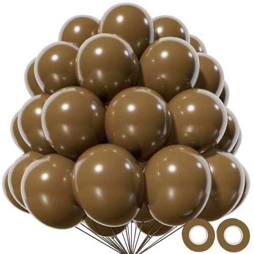 Brown Balloon 12 Inch, 110pcs Latex Party Balloons Helium Bright Color for Birthday Baby Shower Wedding Party Supplies Arch Garland Decoration - color: B12-brown, size: 12inch (Normal)