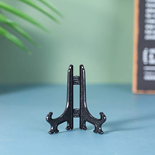 Artliving 3 Inch Black 12pcs/Set Plastic Easels Plate Display Stands Picture Frame Stand Holder - color: Black, size: 3 Inch (12 Pack)