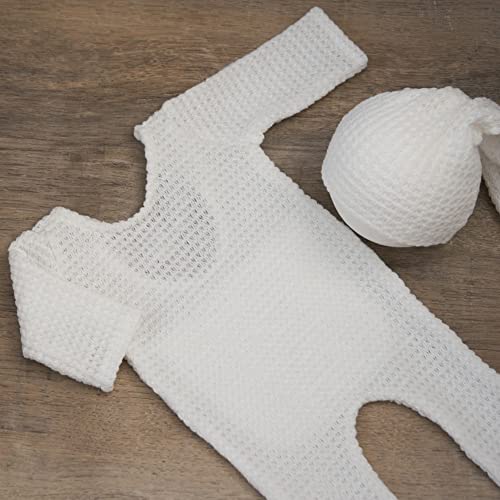 Zeroest Newborn Photography Props Boy Outfits Baby Photo Props Outfit Newborn Boy Photo Shoot Hat Set (Cream) - color: Cream