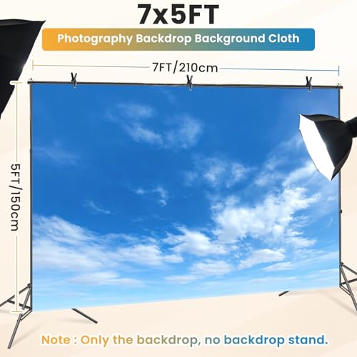 5x7ft Photography Backdrop Summer Blue Sky White Cloud White Beautiful Clear Cloudy Sunlight Calm Photo Backdrop Photography Background for Photoshoot Portrait Video Party Photo Studio Prop Booth - color: Color6