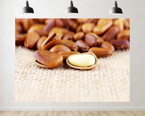 Trykid 12x8ft Brown Natural Nut Texture Backdrop Rustic Vintage Food Kitchen Cooking Photography Background Home Gathering Party Decoration Tapestry Photo Booth Prop Fabric - size: 12x8ft