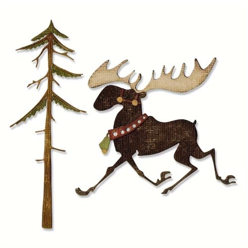 Lapoo Festivals Metal Cutting Die for Scrapbooking - Durable, Cut Stencils for DIY Scrapbook Photo Album Decorative Paper Card, Card Making Supplies, Embossing (Deer and The Tree 4.6 x 4.3 in) - style: Deer and the Tree 4.6 x 4.3 in