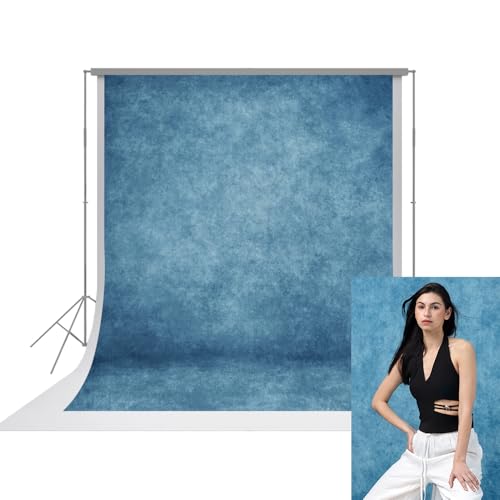 UrcTepics 6×8ft Abstract Blue Professional Photography Backdrop Fabric for Photo Studio, School Portraits, Yearbook, Headshot, Graduation, Audition. - color: Abstract Blue, size: 6×8 ft