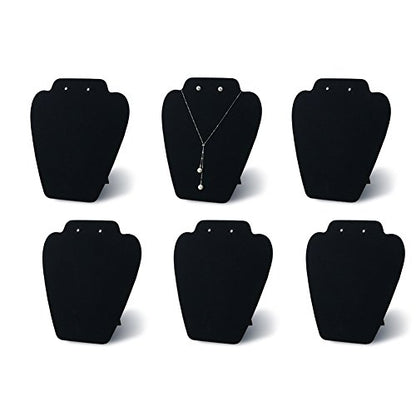 6 Pieces Black Velvet Necklace Display, Jewelry Display for Selling and Shows, Necklace Easel Stand, Collapsible Jewelry Bust Stand, Reinforced Bracket (7 3/8" W x 8 2/8" H)