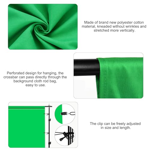 PULUZ Green Screen Backdrop with 2 Fixing Clip, 3.3 x 5 Ft Photography Chroma Key Greenscreen Background for Streaming Zoom, Live Streaming, Photo Video Studio - size: 3.3 x 5 Ft