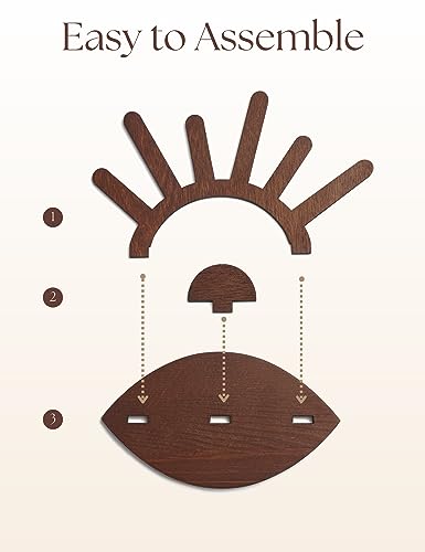 Wooden Ring Holder, Evil Eye Ring Display Wood Ring Stand, Cute Jewelry Display for Ring Display Stand, Christmas Birthday Engagement Gift for Women Her - color: Brown Wood