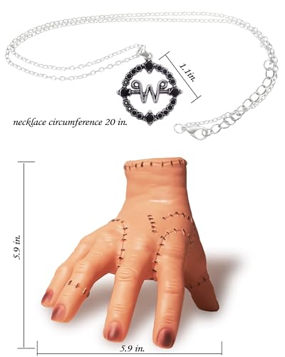 Gothic Girls Costume Women Dark Academia Wig Hand Thing prop Necklace For Adult Halloween Cosplay-Bangs Wig