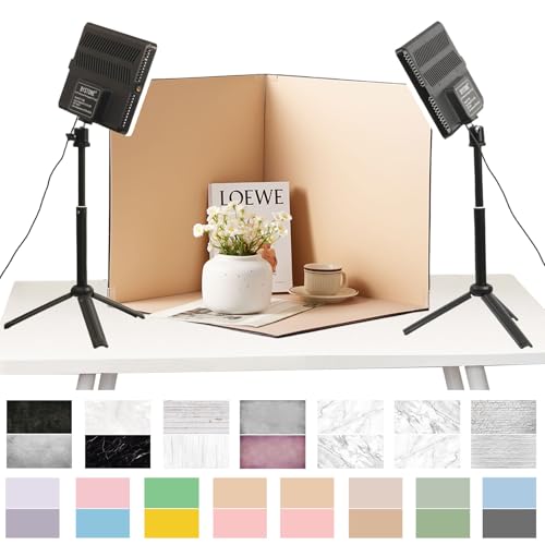 BYSTONE Upgrade Light Box Photography,Portable Photo Studio 16x16 inch Professional Shooting Tent Kit with 288pcs LED Lights 15 HD Backdrops Paper for Food and Small Product Photography Props