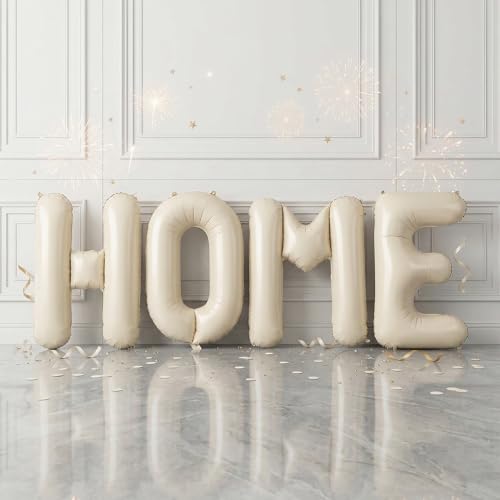 40 Inch Beige HOME Balloons, Large Cream Letter Balloon for Housewarming Party Decor, Ivory White New Home Welcome Balloon Banner Balloons Sign for Sweet House Warming Homecoming Party Decorations - color: Cream Letter-home