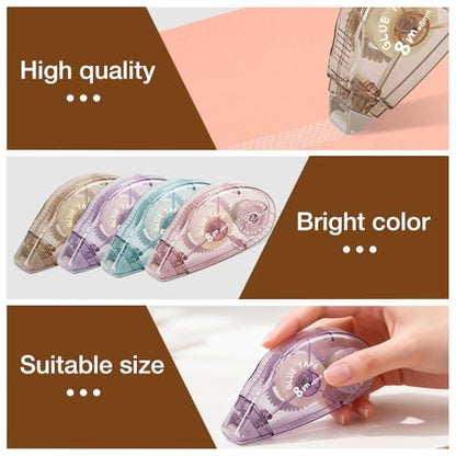 Double Sided Tape Roller 8 Pack - Scrapbook Tape Runner for Crafts, Scrapbooking, Journaling, Acid-Free & Photo-Safe Adhesive for Paper, Gift Wrap, School Projects, Mothers Day Gifts (0.3 in x 26 ft)