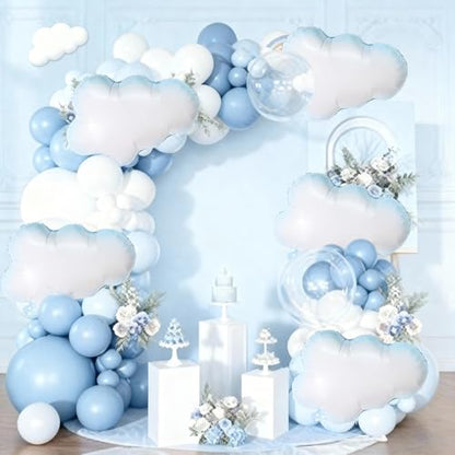 Biapian Large Cloud Balloons Set, 6 Pcs 30 Inch White Clouds Foil Balloons, Helium & Air Cloud Party Decorations for Girls Boys Baby Shower, Birthday, Wedding, Blue Sky Theme Supplies - style: Clouds