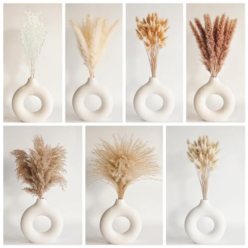 Dried Pampas Grass Decor, 128PCS Pampas Grass with Bunny Tails Dried Flowers, Reed Grass Bouquet for Wedding, Boho Flowers, Home Table Decor, Rustic Farmhouse Party - size: 128pcs
