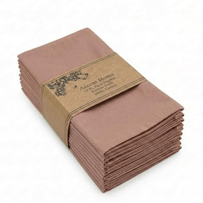 Accent Home 100% Cotton Napkins, Delicate Cloth Napkins for Dinners, Parties and Weddings，18 x 18 Inch Set of 12 - Blush - color: 07 - Blush - Twill, size: 18"x18" - Pack of 12