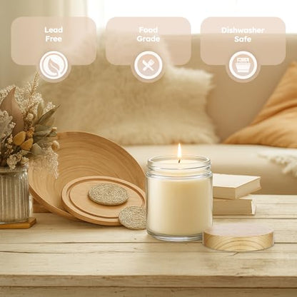 8 oz Glass Jars with Lids, 12 Pack Small Glass Jars with Plastic Woodgrain Lids, Lotion Container Empty Cosmetic Travel Containers for Sample, Cream, Lotion, Honey, Powder - color: Clear-Woodgrain Lids, size: 8 Ounces