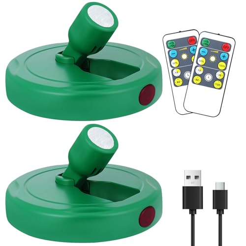 Cordless Spotlight Battery Operated, Rechargeable Plant Spot Lights, Dimmable Accent Lighting with Remote, LED Uplight for Picture Tree Painting Gallery Portrait Dartboard Art Photo, Green - color: chargeable Green