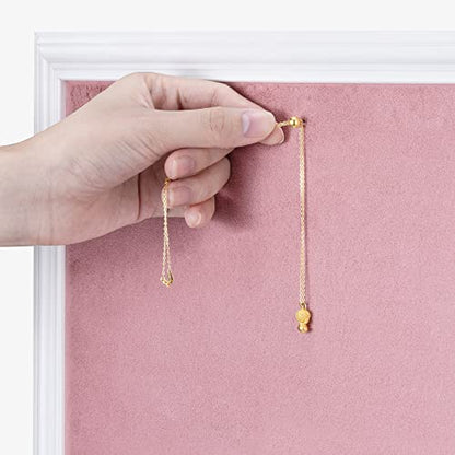 Navaris Framed Fabric Bulletin Board - 18 x 24 inches Plush Jewelry Organizer Pinboard for Wall - Memory Memo Pin Board - Rose with White Frame - color: White / Pink