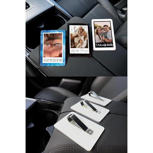 Personalized Car Visor Photo Clip - Custom Acrylic Picture Holder with Text - Unique Gift for Dad, Mom, Husband, Wife, Girlfriend - Drive Safe Car Accessories for Rearview Mirror