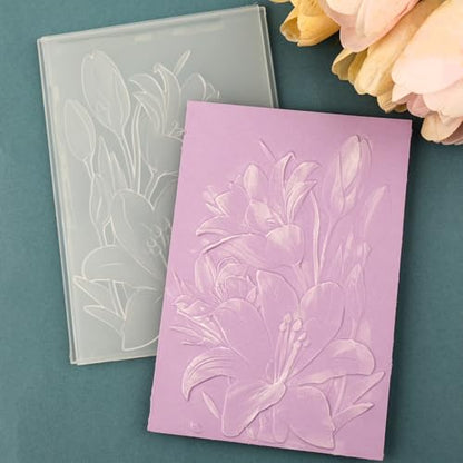BAOFALI 2 Pieces 3D Embossing Folder for Card Making Tulip Textures Impressions Background Plastic Embossing Folders Template for DIY Scrapbooking and Other Paper Crafts Arts Supplies - color: Tulip