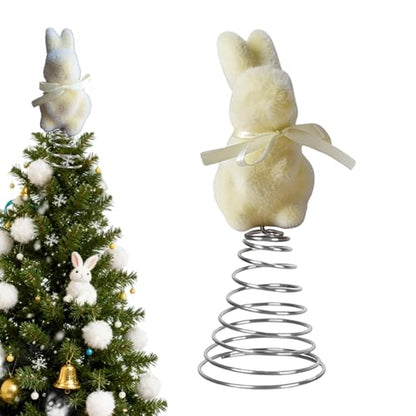 Easter Tree Topper | Festival Moss Rabbit Spring Ornament,Flocking Bunny Topper,for Home Farmhouse Party Mantel Cabinet Porch Basket Gathering Celebration - color: Yellow