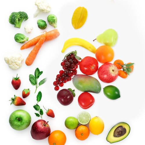 FUOYLOO 12pcs Lifelike Artificial Fruit Decor Set Plastic Simulation Apples Mangoes Foam Home Decoration Props for Table Display and Photo Styling