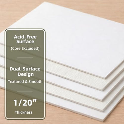 Falling in Art 50 Pack Embossed Backing Board, 5x7 Acid-Free Mat Boards, 4 Ply Thickness Uncut White Backing Boards for Photos, Pictures, Frames, Artworks and Prints - size: 5x7 - 50 Pack