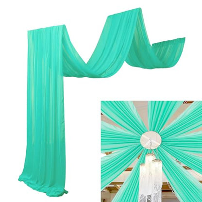 DUOBAO 5FTx20FT Mint Chiffon Ceiling Drapes | Elegant Wedding Backdrop | 6 Panels Sheer Curtains for Banquets, Graduations, and Proms - color: Mint, size: 60"W x 240"L (Pack of 6)