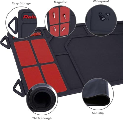 Raiseek Rifle Shotgun Cleaning Mat, Premium Large Magnetic Pad With Organizer Parts Tray, Anti-Slip Rubberized Gun Mat, Protective Workbench Pad for Gun Cleaning 36" x 10"